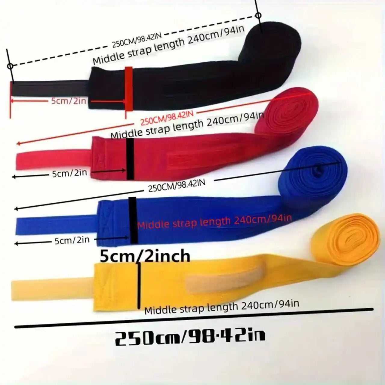 2.5m Cotton Boxing Hand Wraps for Men & Women, Muay Thai, Mixed Martial Arts, Fighting Sports Wrist Support, Knee Protector