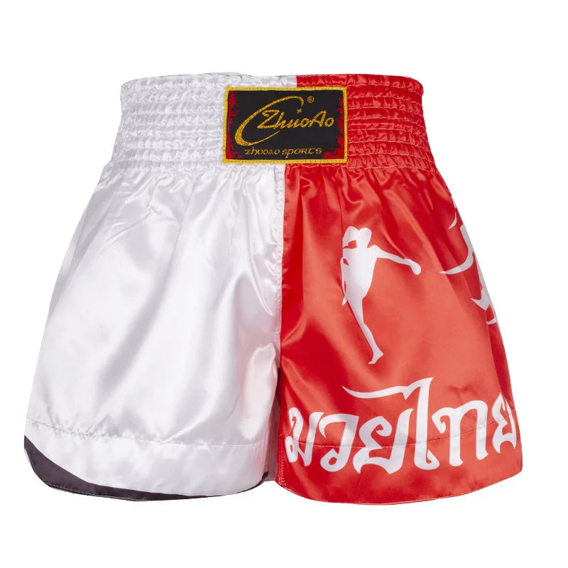 Muay Thai Shorts Men Embroidery Sports Fitness Fighting Kickboxing Short Pants Women Kids Custom Sanda MMA Boxeo Trunks Black