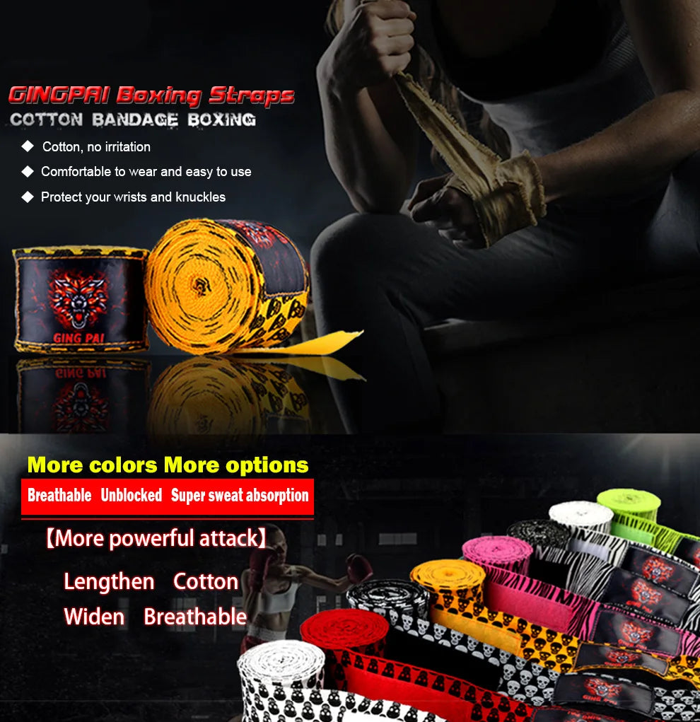 GINGPAI Boxing Bandage Handguard Men and Women Kids Professional Muay Thai MMA Boxing Elastic Bandage Fashion 1 Pair 3m 5m