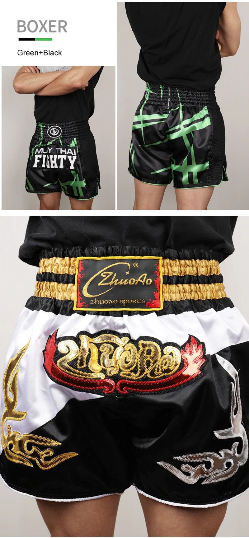 Muay Thai Shorts Men Embroidery Sports Fitness Fighting Kickboxing Short Pants Women Kids Custom Sanda MMA Boxeo Trunks Black