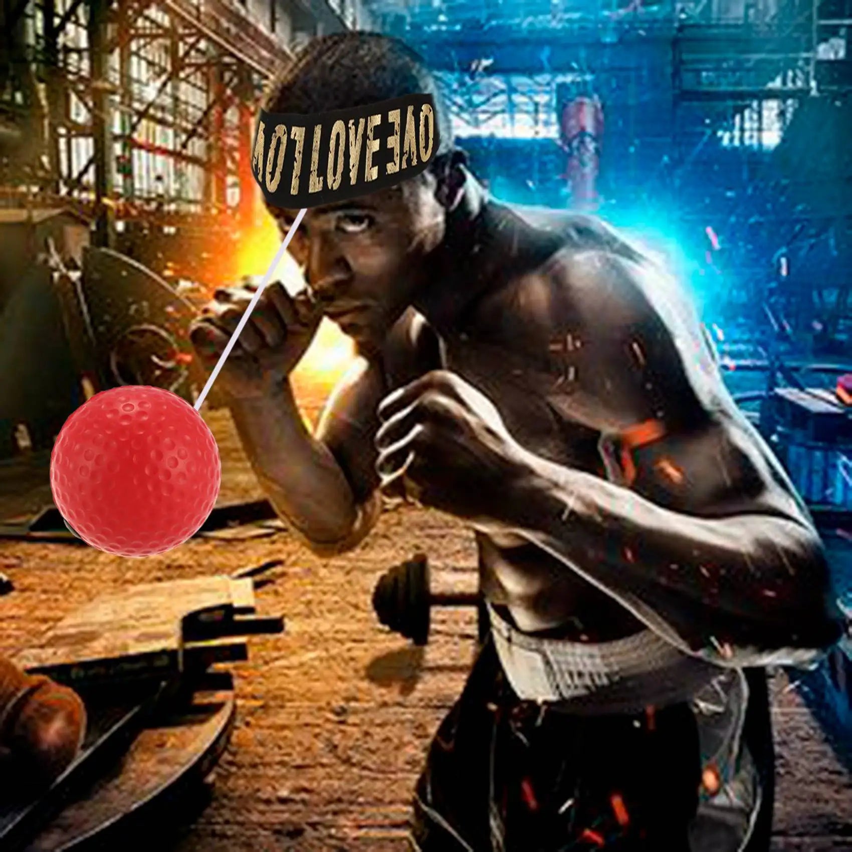 RTSHE-2X Boxing Reflex Speed Punch Ball Sanda Boxer Raising Reaction Force Hand Eye Training Set Stress Reaction Ball Red