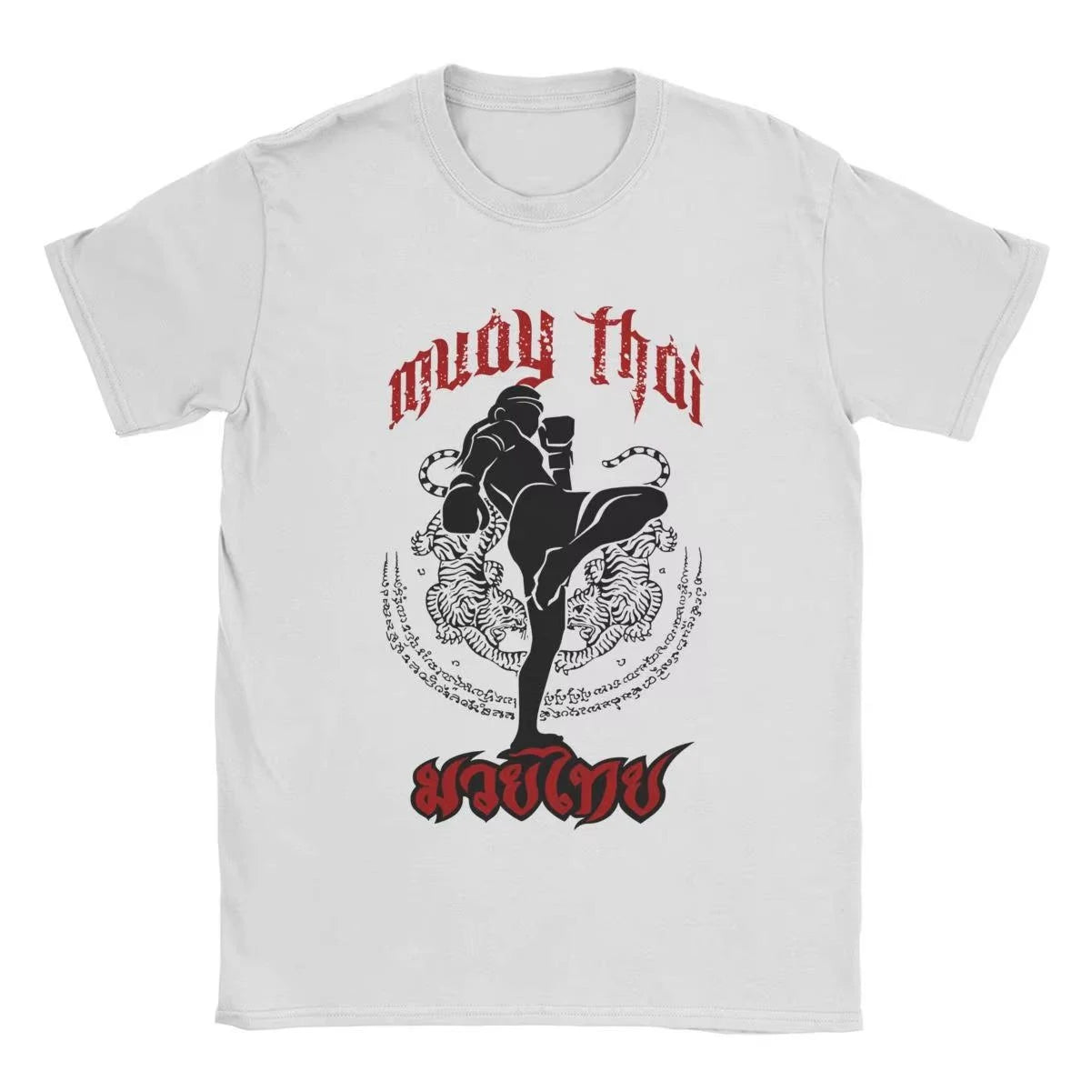Men's T-Shirts Muay Thai Sak Yant Tiger Unique 100% Cotton Tee Short Sleeve Boxing Fighter T Shirts Round Neck Clothing Summer