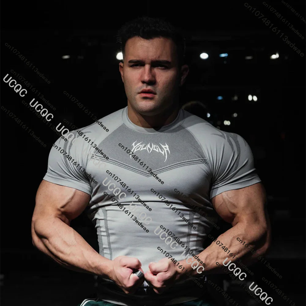 New Askari Men's Boxing and Wrestling T-shirts Summer Sports Fitness Quick Dry Gym Short-Sleeved T-shirts Outdoor Training Suit