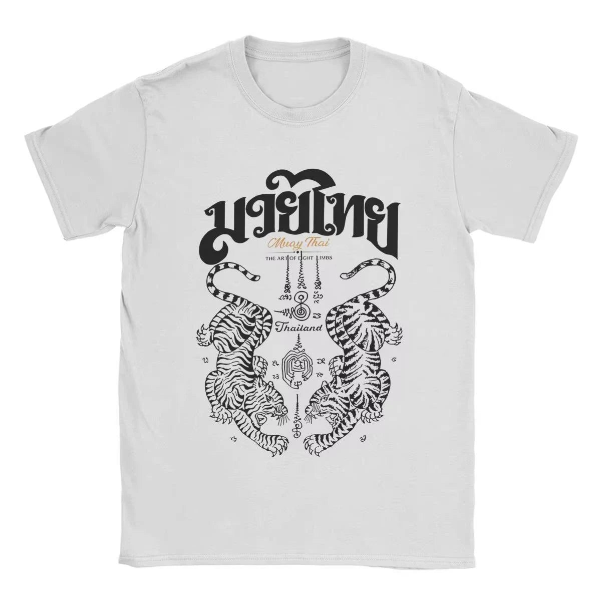 Men's T-Shirts Muay Thai Sak Yant Tiger Unique 100% Cotton Tee Short Sleeve Boxing Fighter T Shirts Round Neck Clothing Summer