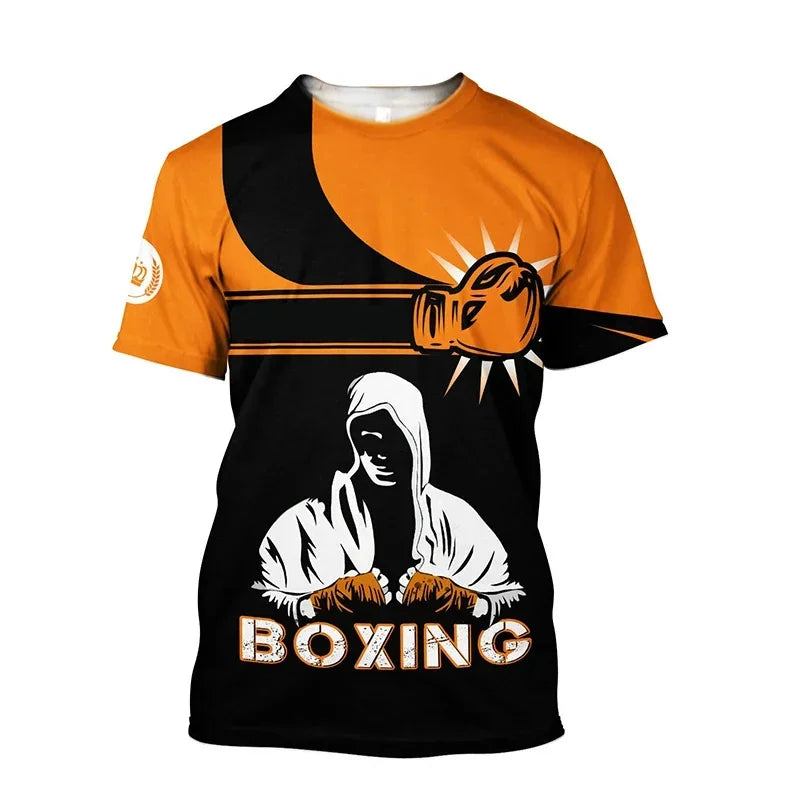 Boxing Training T-shirt Tough Guy Boxer Graphic T Shirt for Men Clothing Quick Dry Tshirt Unisex Gym Fitness Sports Short Sleeve