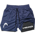 2025 trendy street style fitness shorts for men, quick drying gym training, jogging, double-layer sports shorts