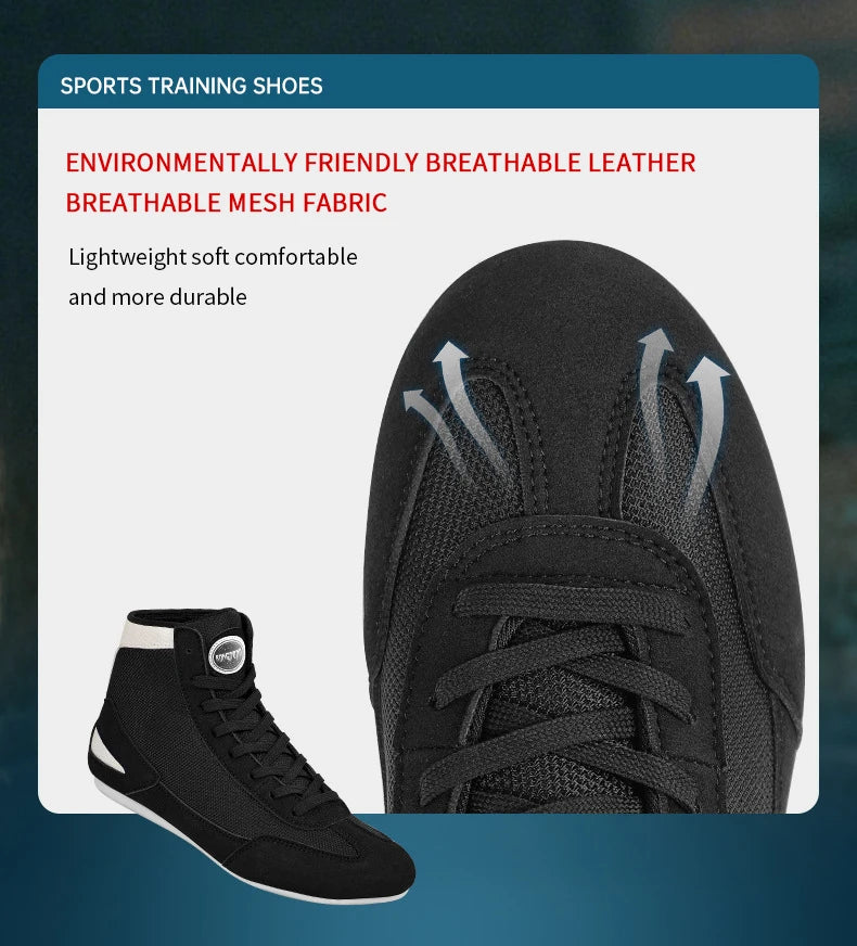 High-top Boxing Shoes Sanda Combat Training Professional Ankle Support Shoes Wrestling Fighting Non-slip Martial Arts Sneakers