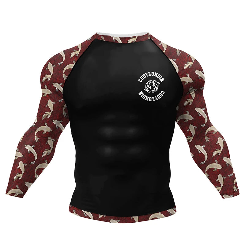 Boxing Jiu Jitsu T-shirts BJJ Rashguard For Men Sport No GI MMA Ranked Long Sleeve MMA Compression Clothing Male Rashguards Tops