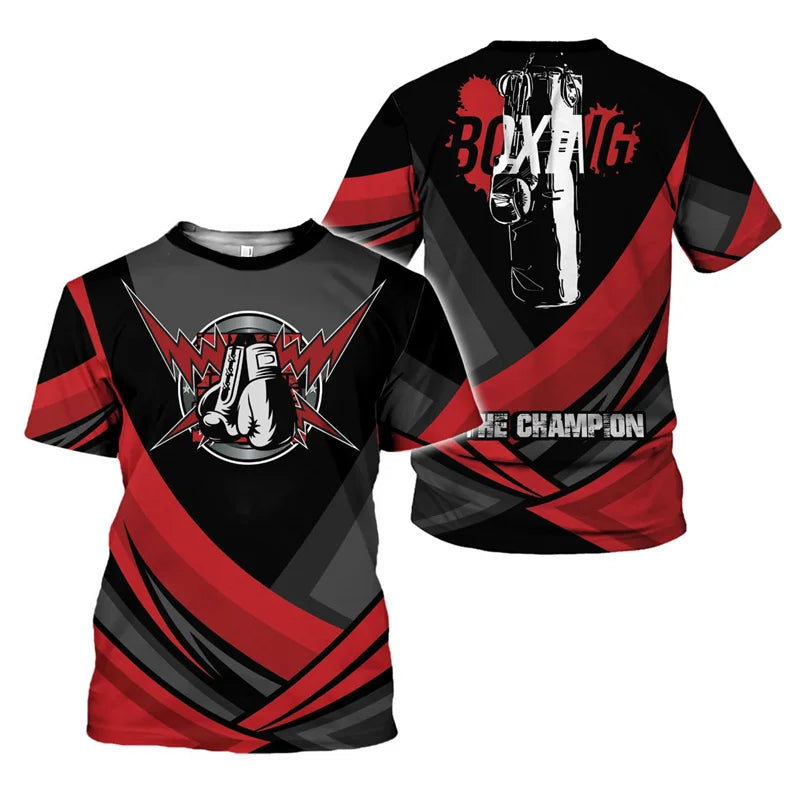 Boxing Gloves Graphic T-shirt Men Sports 3D Printed Boxing Tee Shirts Tops Short Sleeves Summer Round Neck Oversized T Shirt