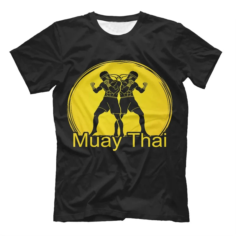 Boxing Men's Muay Thai T Shirt Fashion Summer Oversized T-shirts Casual Men's Gym Fitness Combat Training Sportswear Clothing