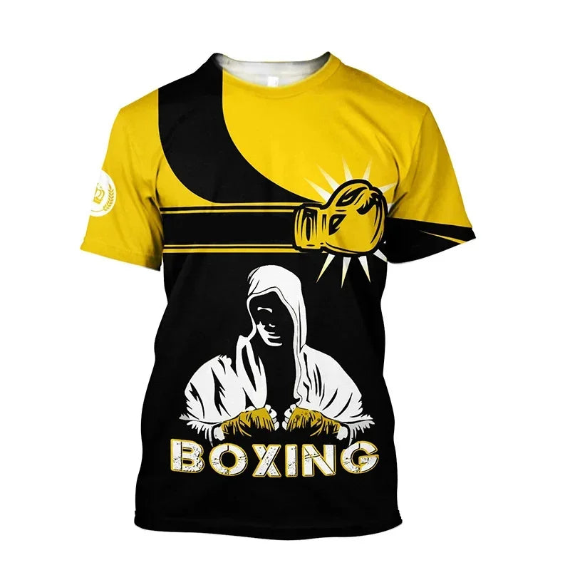 Boxing Training T-shirt Tough Guy Boxer Graphic T Shirt for Men Clothing Quick Dry Tshirt Unisex Gym Fitness Sports Short Sleeve