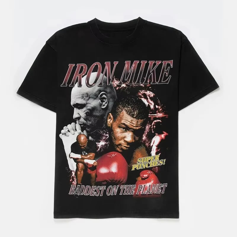 Mike Boxing Printed Retro T-Shirt, Unisex, Large Size, Tyson T-Shirt, Summer Street Trend Brand, Couple Wear