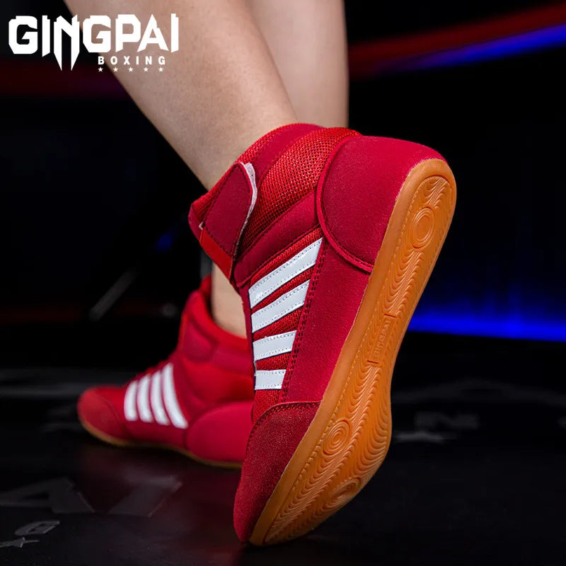 Professional Wrestling Shoes Boxing Shoes Men Women Training Shoes Tendon Bottom Artificial Leather Sports Shoes Breathable Soft