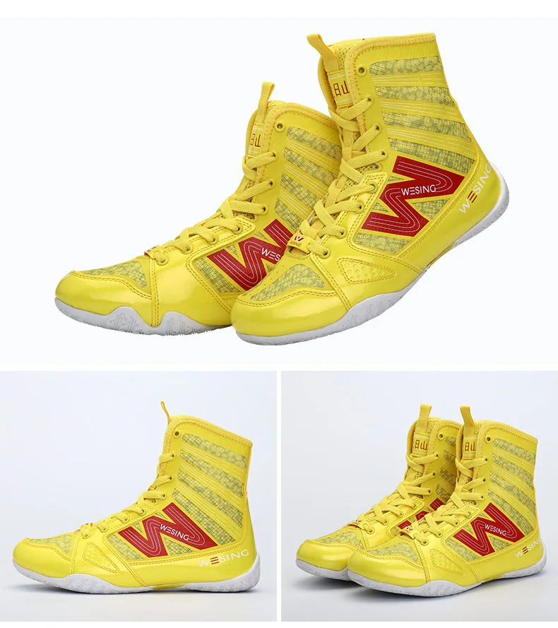 Wesing Professional Boxing Training Shoes For Athletes Anti-Slip High Top Shoes Equipment Fitness Men Footwears