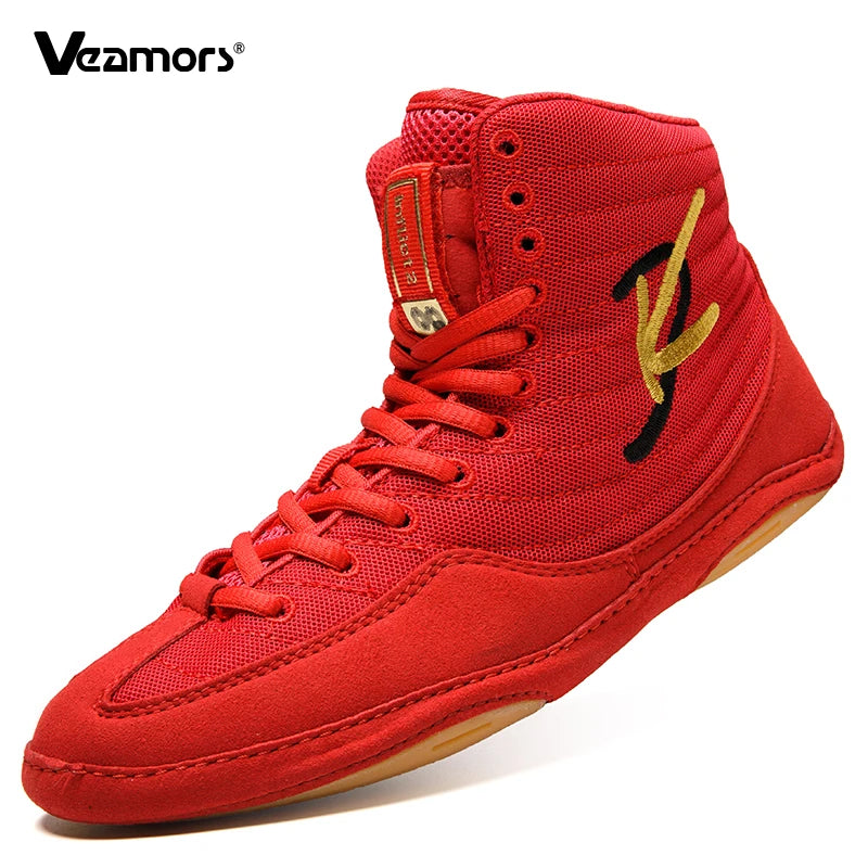 High-top Men's Boxing Shoes Breathable Fighting Wrestling Shoes Women's Anti-slip Sanda Sneakers Mesh Boxing Training Shoes