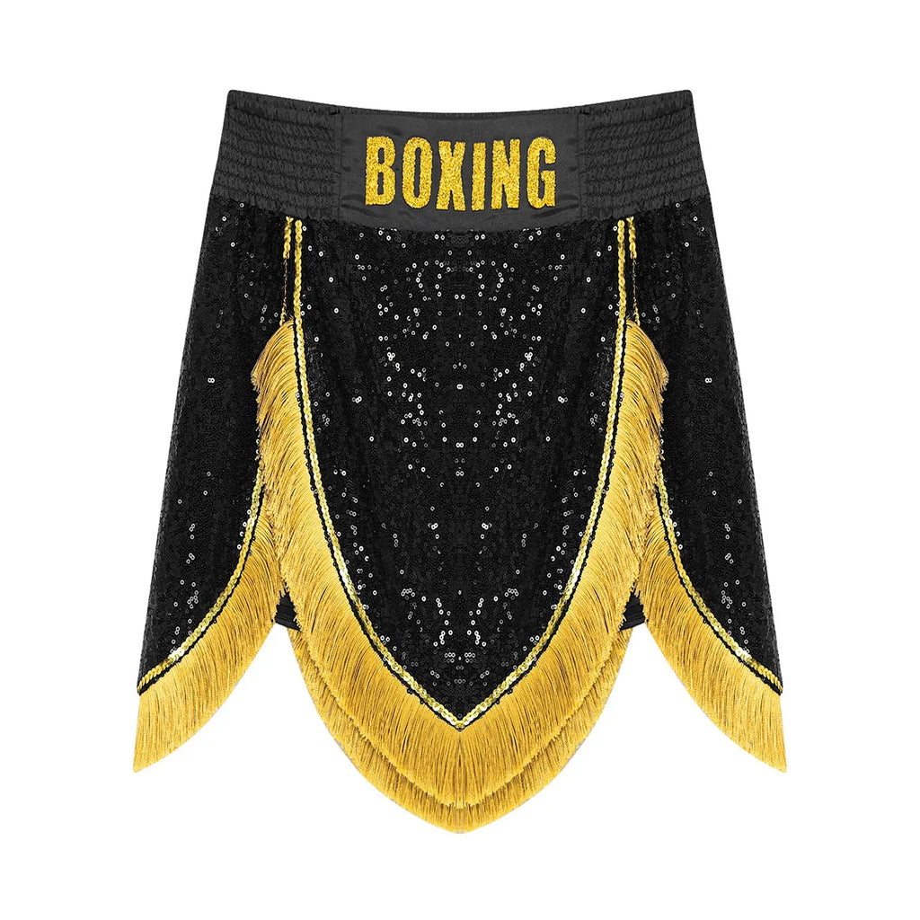 Adult Men's Boxing Competition Skirts Shorts Muay Thai Martial Arts Training Costumes Kickboxing Performance Fringe Shorts