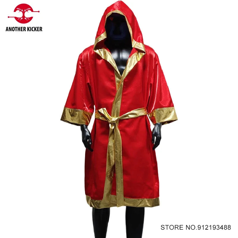 Boxing Robe High Quality Belted Hooded Workout Robe Men Women Kid Boxer Kickboxing Boxing Gown Martial Arts MMA Fighting Clothes