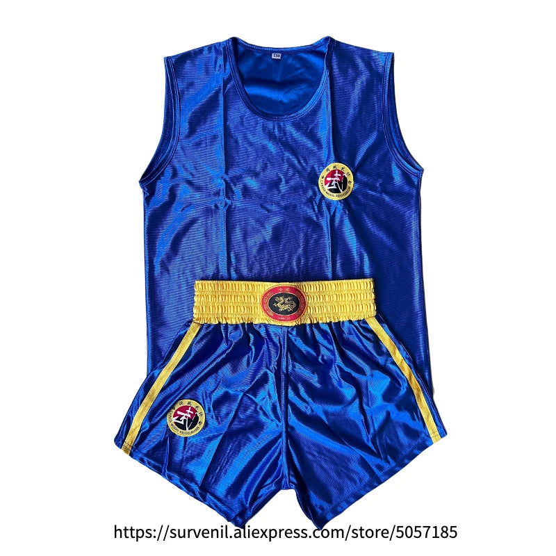 Boxing Uniform Men Women Kids Muay Thai Boxing Shorts Sanda Wushu Martial Arts MMA Training Clothing Kickboxing Shorts and Vest