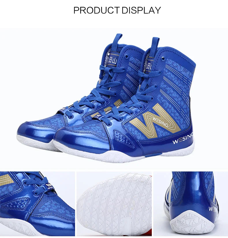 Wesing Professional Boxing Training Shoes For Athletes Anti-Slip High Top Shoes Equipment Fitness Men Footwears