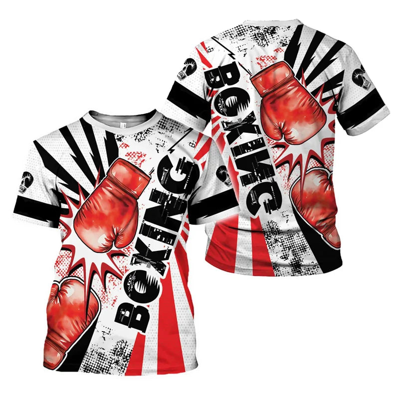 Boxing Gloves Graphic T-shirt Men Sports 3D Printed Boxing Tee Shirts Tops Short Sleeves Summer Round Neck Oversized T Shirt