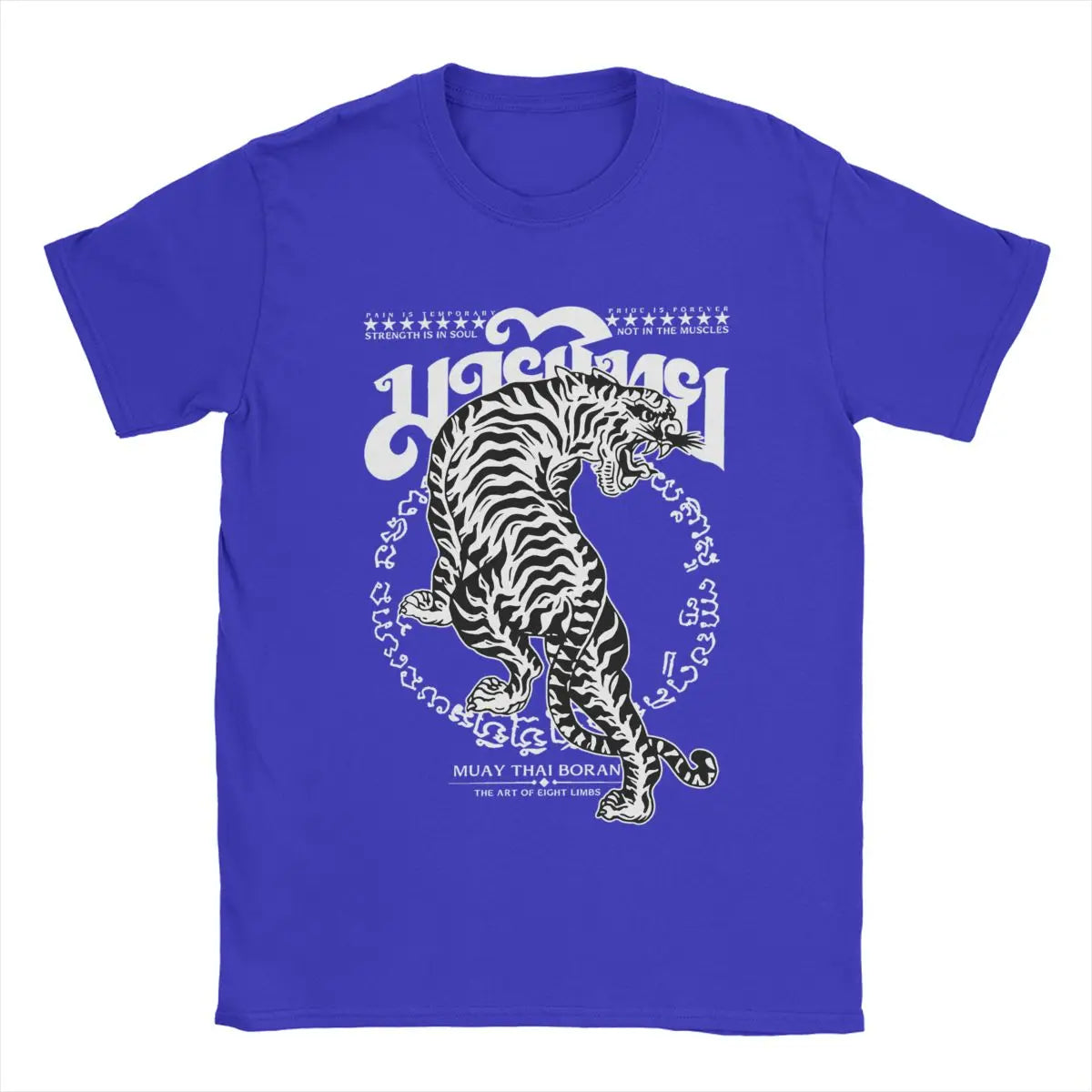 Men's T-Shirts Muay Thai Sak Yant Tiger Unique 100% Cotton Tee Short Sleeve Boxing Fighter T Shirts Round Neck Clothing Summer