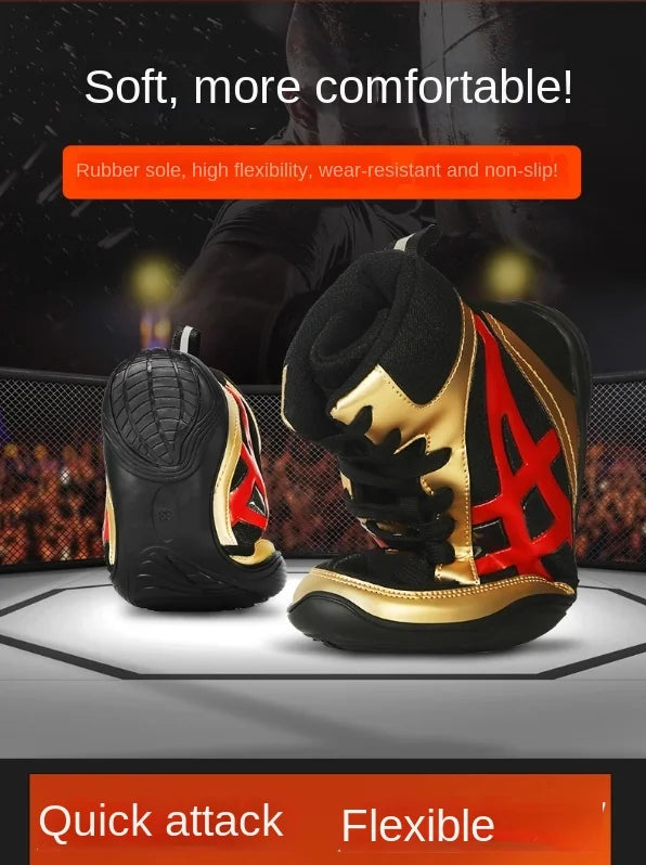 Men professional boxing wrestling fighting shoes Lightweight and Breathable best women's men's boxing Wrestling shoes boots