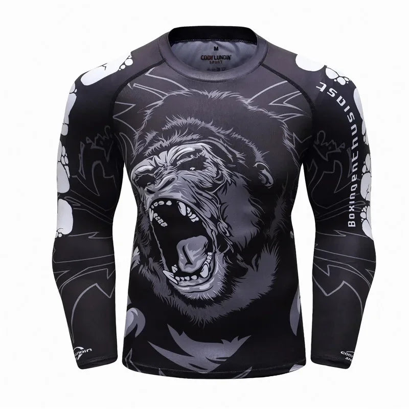 Boxing Set Compression Men Sport T-shirts+Pants Rashguard Jitsu Bjj Rash Guard KickBoxing Sets Muay Thai Jersey MMA Fightwear
