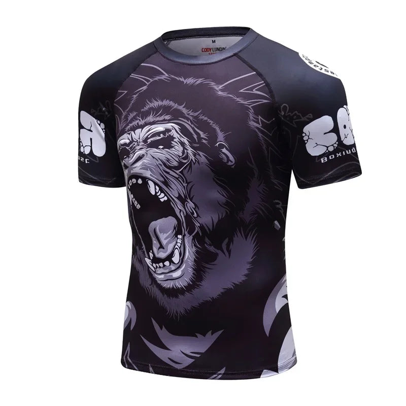 Boxing Set Compression Men Sport T-shirts+Pants Rashguard Jitsu Bjj Rash Guard KickBoxing Sets Muay Thai Jersey MMA Fightwear