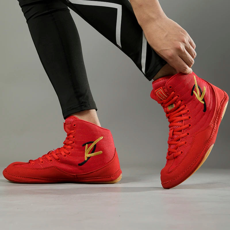 High-top Men's Boxing Shoes Breathable Fighting Wrestling Shoes Women's Anti-slip Sanda Sneakers Mesh Boxing Training Shoes
