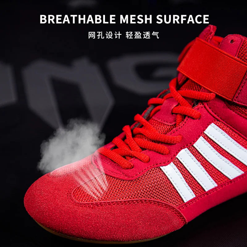 Professional Wrestling Shoes Boxing Shoes Men Women Training Shoes Tendon Bottom Artificial Leather Sports Shoes Breathable Soft