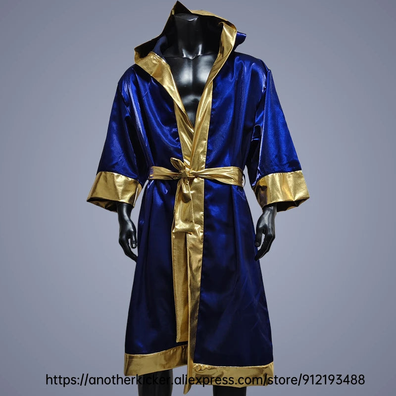 Boxing Robe High Quality Belted Hooded Workout Robe Men Women Kid Boxer Kickboxing Boxing Gown Martial Arts MMA Fighting Clothes