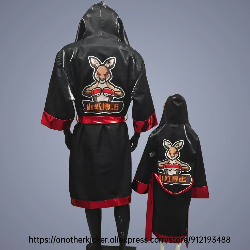 Boxing Robe High Quality Belted Hooded Workout Robe Men Women Kid Boxer Kickboxing Boxing Gown Martial Arts MMA Fighting Clothes