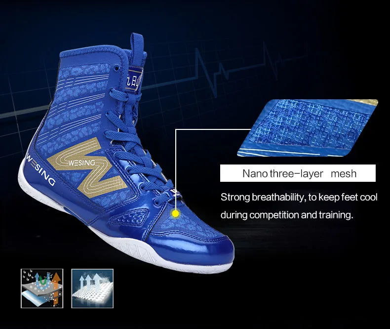 Wesing Professional Boxing Training Shoes For Athletes Anti-Slip High Top Shoes Equipment Fitness Men Footwears