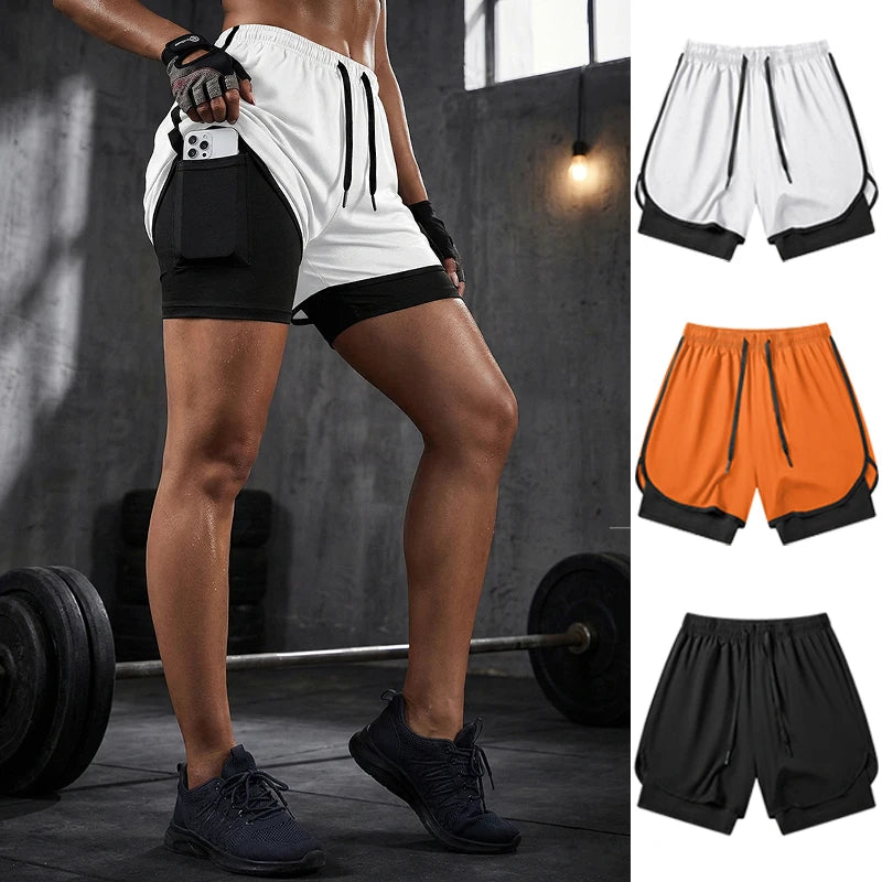Women's Gym Workout Running 2 in 1 Shorts Summer Athletic Quick Dry Dual-Layered Shorts with Phone Pocket Towel Loop Activewear