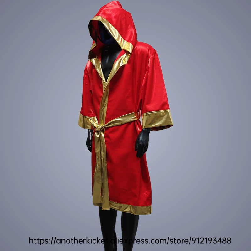 Boxing Robe High Quality Belted Hooded Workout Robe Men Women Kid Boxer Kickboxing Boxing Gown Martial Arts MMA Fighting Clothes