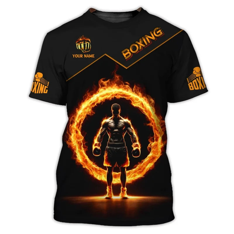 3D Printed Boxing Combat Sports T Shirt For Men Customized Pattern Tee Shirts Summer Street Loose Short Sleeve O-Neck T-shirts