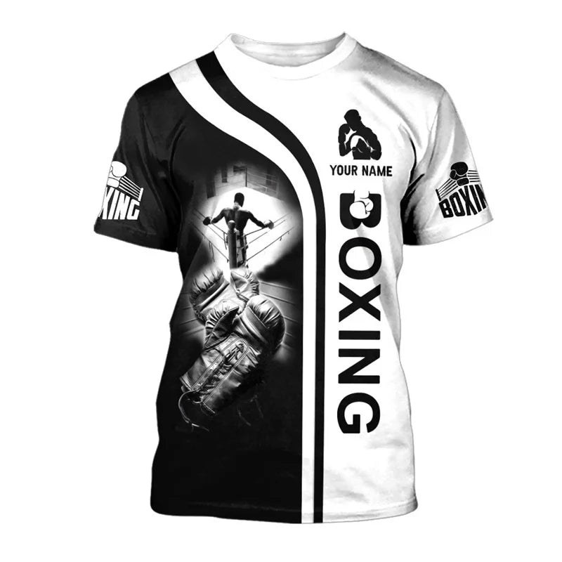 3D Printed Boxing Combat Sports T Shirt For Men Customized Pattern Tee Shirts Summer Street Loose Short Sleeve O-Neck T-shirts