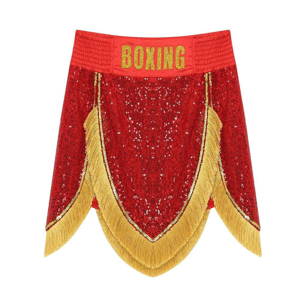 Adult Men's Boxing Competition Skirts Shorts Muay Thai Martial Arts Training Costumes Kickboxing Performance Fringe Shorts