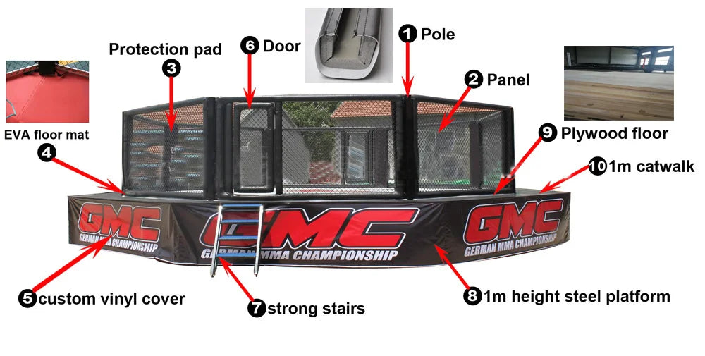 Customized  MMA Cage Floor Type MMA Cage 4m*4m 5m*5m 6m*6m Wrestling Cages