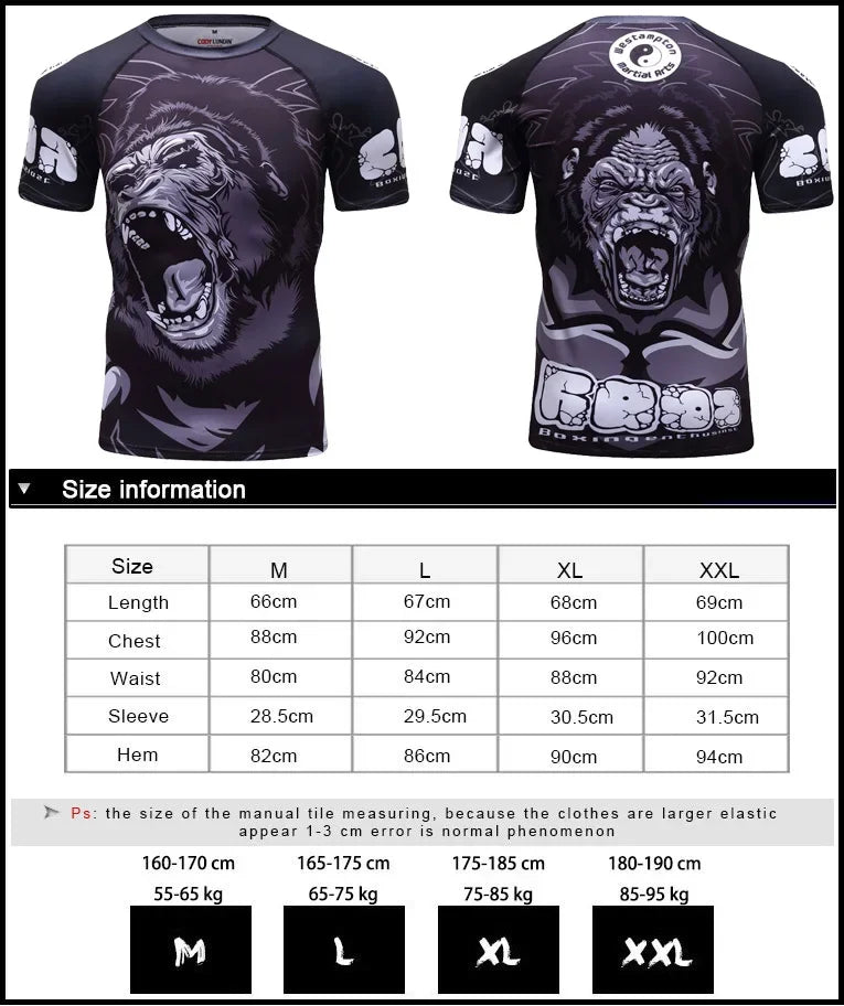 Boxing Set Compression Men Sport T-shirts+Pants Rashguard Jitsu Bjj Rash Guard KickBoxing Sets Muay Thai Jersey MMA Fightwear