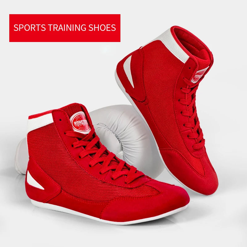 High-top Boxing Shoes Sanda Combat Training Professional Ankle Support Shoes Wrestling Fighting Non-slip Martial Arts Sneakers