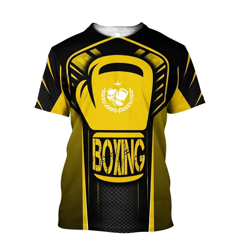 Boxing Training T-shirt Tough Guy Boxer Graphic T Shirt for Men Clothing Quick Dry Tshirt Unisex Gym Fitness Sports Short Sleeve