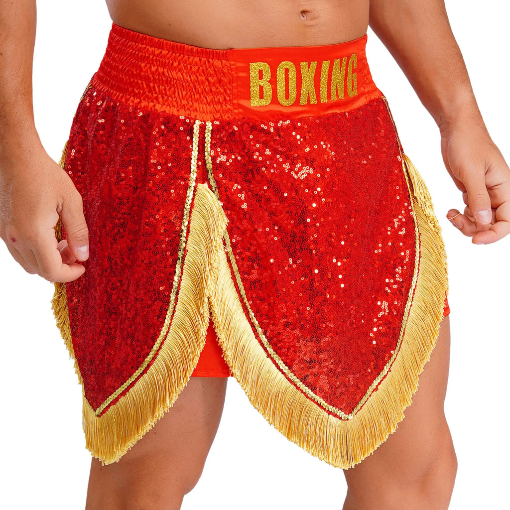 Adult Men's Boxing Competition Skirts Shorts Muay Thai Martial Arts Training Costumes Kickboxing Performance Fringe Shorts