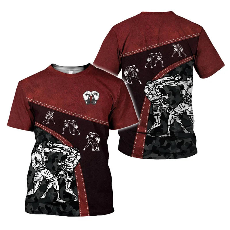 Boxing Gloves Graphic T-shirt Men Sports 3D Printed Boxing Tee Shirts Tops Short Sleeves Summer Round Neck Oversized T Shirt