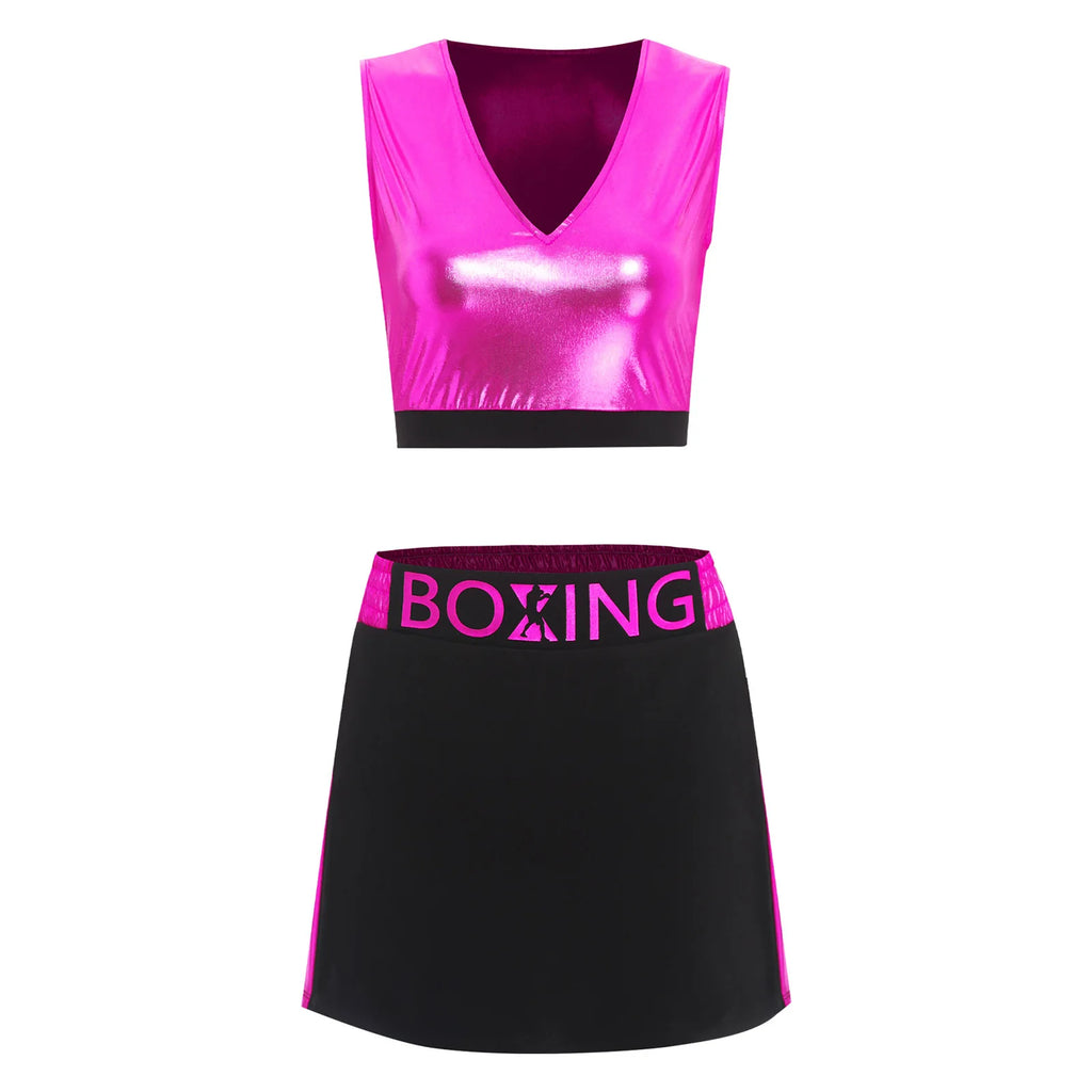 Women Boxing Robes Bjj Boxer Fight Grappling Costume Martial Arts Muay Thai Satin Tops + Skirt Belt Kickboxing Hooded Outfit