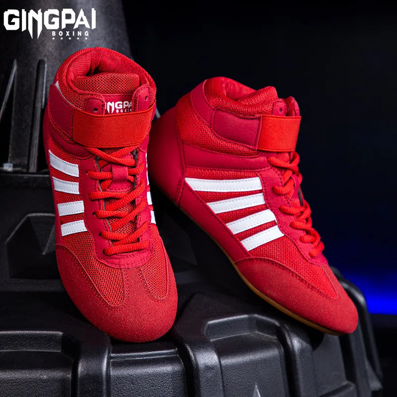 Professional Wrestling Shoes Boxing Shoes Men Women Training Shoes Tendon Bottom Artificial Leather Sports Shoes Breathable Soft