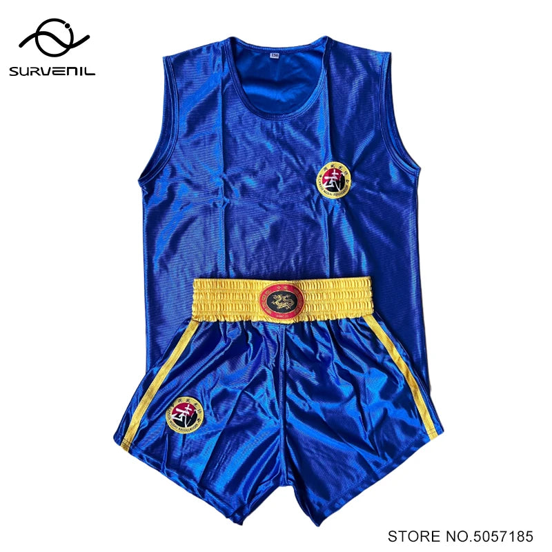 Boxing Uniform Men Women Kids Muay Thai Boxing Shorts Sanda Wushu Martial Arts MMA Training Clothing Kickboxing Shorts and Vest