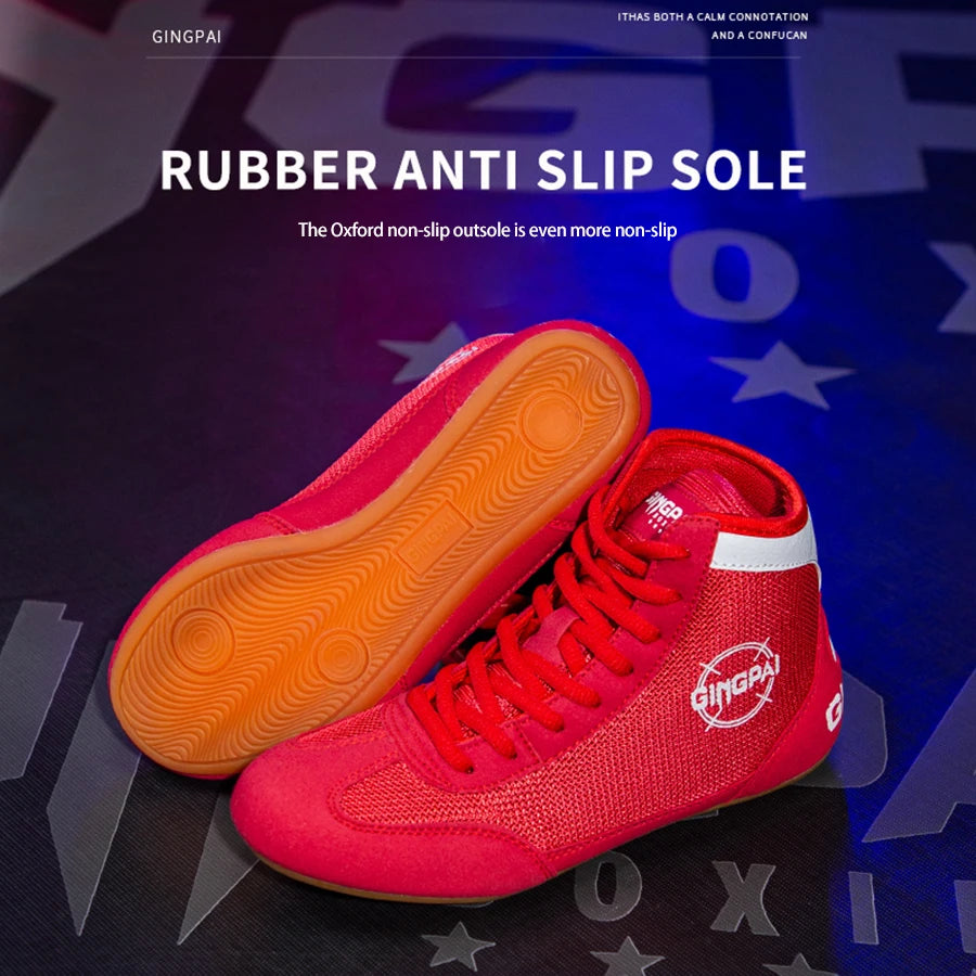 High top boxing shoes men children Sanda combat training shoes adult wrestling shoes fitness weightlifting martial arts shoes