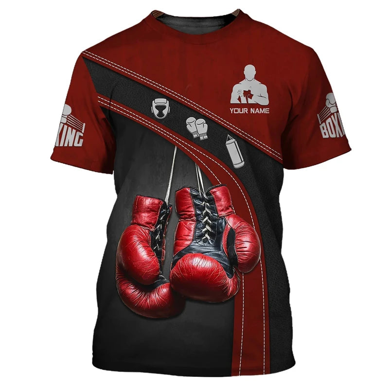 Fashion Boxing Graphic T Shirts For Men Summer Trend Short Sleeve 3D Printed Sports T-shirts Loose Quick Dry Breathable Tees