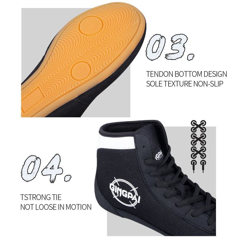 High top boxing shoes men children Sanda combat training shoes adult wrestling shoes fitness weightlifting martial arts shoes